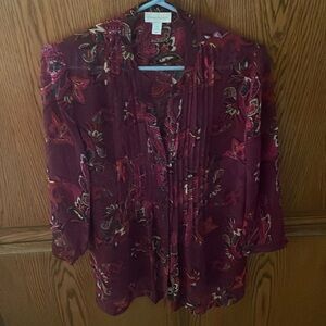 Paisley print semi sheer top
